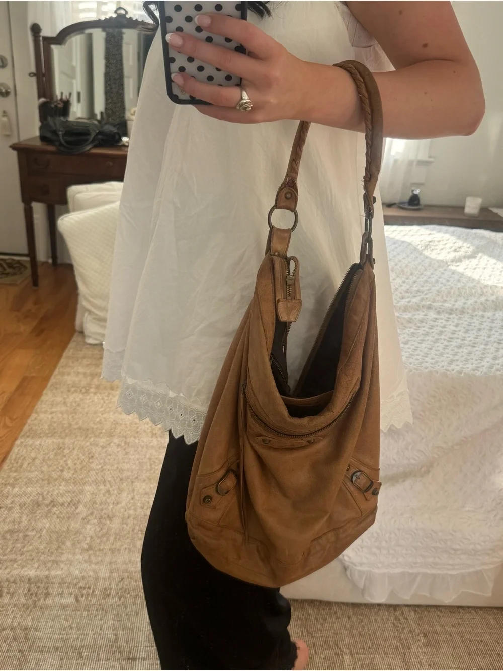 Classic Tan Leather Hobo Bag - Women